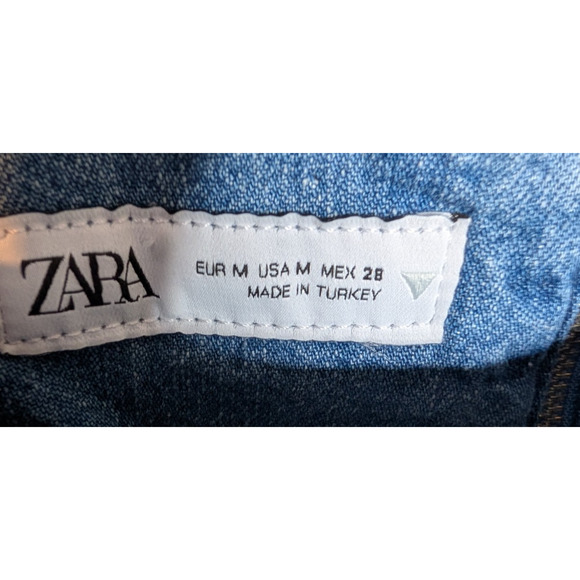 Zara Womens Blue Denim Mirror Mini Dress Medium Retro Glam Cowgirl Disco Party - Picture 9 of 12